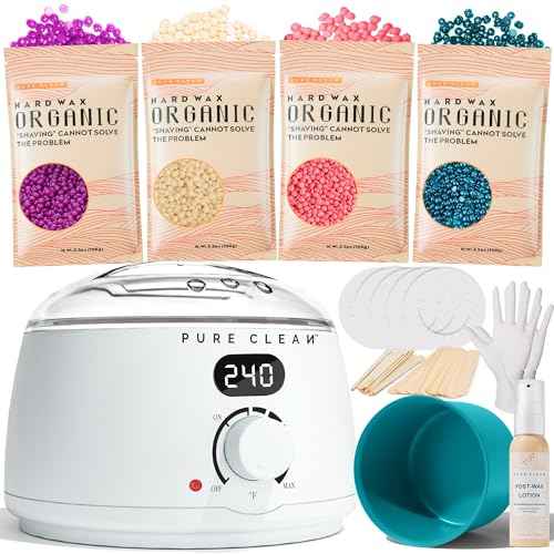 PURECLEAN Waxing Kit for Women Men, Digital Hard Wax Kit for Hair Removal with 44 Wax Items for Home Waxing, Wax Warmer Kit for Full Body Face Eyebrow Bikini Brazilian Waxing
