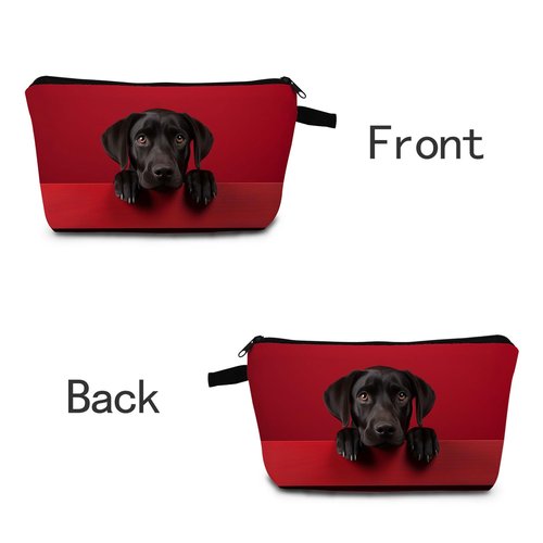 MoCaliduccious Black Labrador Makeup Bag for Women Travel Cosmetic Organizer Bag Teacher Appreciation Gifts Small Zipper Toiletry Bag Dog Gifts for Dog Lovers