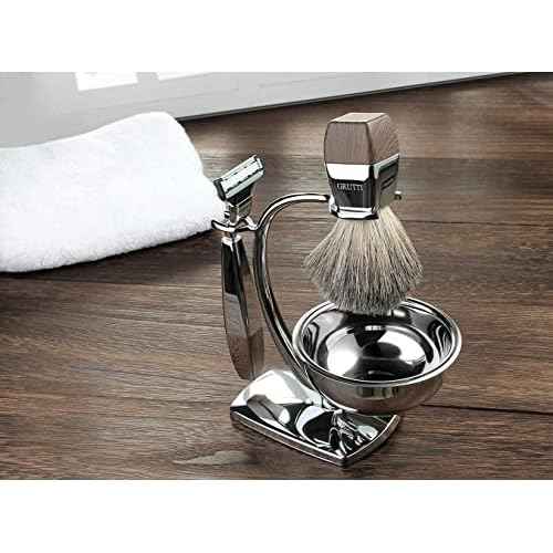 GRUTTI Shaving Kit for Gillette Fusion 5 - Magnetic Bowl, Stand & Synthetic Brush, Fits Fusion5 Refill Blades with Space-Saving Organizer - Gift for Dad
