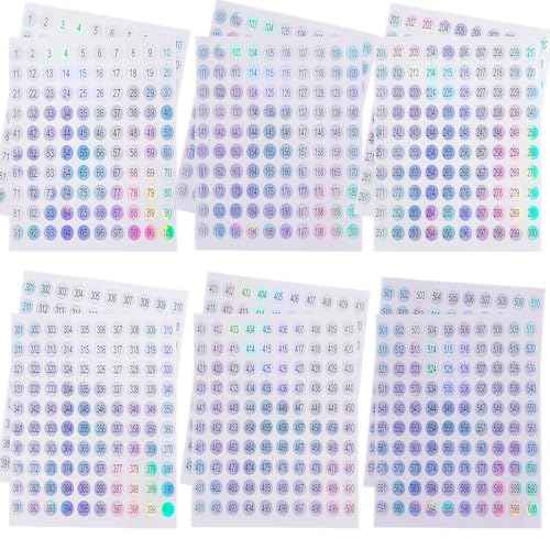 2 Set Number Stickers (1-600) for Nail Swatch Sticks & Nail Gel Polish Organize, Double Small Holographic Numbers Stickers for Matching Label, Adhesive Label Organizer (Dia.10mm)
