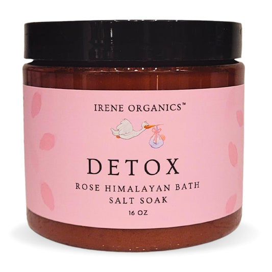 Irene Organics All Natural Bath Salt Soak - Exfoliating Dead Sea Salt + Himalayan Salt Bath Body Scrub for Calm, Soothing and Detoxing (DETOX - Rose)