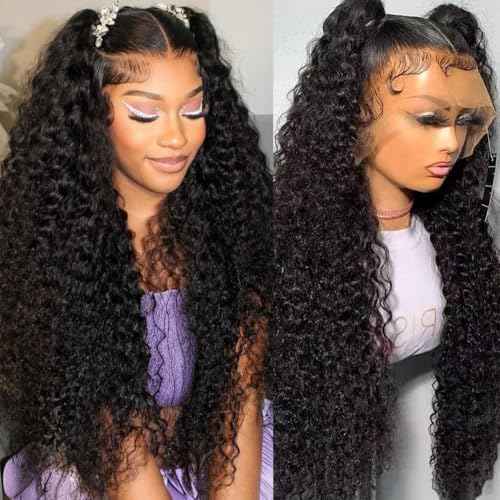22 Inch Water Wave 13x6 HD Lace Front Wigs Human Hair Pre Plucked 200 Density Deep Part Curly Wig for Women Water Wave Frontal Wigs Human Hair