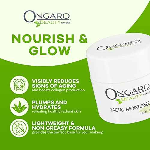 Ongaro Beauty Organic Face Moisturizer - Hydrating Face Cream, Probiotic Moisturizer with Aloe Vera, Vitamin A, C & E - Hyaluronic Acid, Face Lotion for All Skin Types - Nourishes Skin - 2 fl. Oz