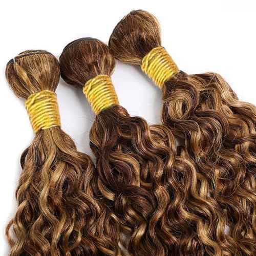 P427 Human Hair Bundle 27 Water Wave Bundles Brown Human Hair Bundles 14 16 18 inch Highlight Water Wave Bundle 300g