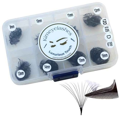 5D Premade fans Wispy lashes 500 Fans 0.07 Mixed Lengths Volume loose Fans C D Curl Handmade Fan eyelash extensions Kimeyelashes promade fan (Curl C - 12D 0.05)