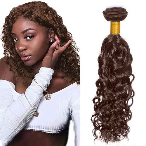 32 Inch Brown Human Hair Bundles Color 4 Water Wave Bundle Double Weft Chocolate Brown Wet and Wavy Bundle Hair Weave Niegmeag Brazilian Virgin Remy Hair Extensions