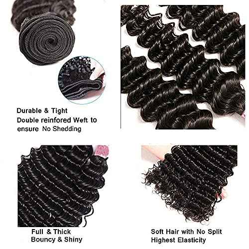 16 16 16 Inch Deep Wave Human Hair Bundles Natural Black Color Brazilain Unprocessed Virgin Hair Loose Wave Bundles Human Hair Natural Color Remy Human Hair Weave