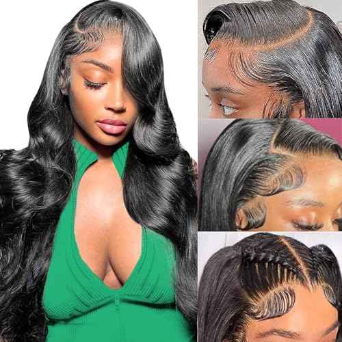 Sunelk 13x6 Lace Front Wigs Human Hair 200% Density HD Transparent Body Wave Lace Front Wigs Human Hair 10A Frontal Glueless Wigs for Women 24 Inch