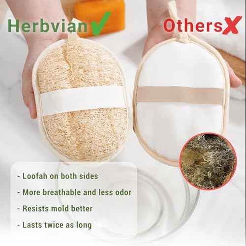 Vietnamese Natural Loofah Exfoliating Body Scrubber Pads, 100% Plant-Based Shower Luffa Sponge, Bath Loofah for Women Men (Pack of 3)