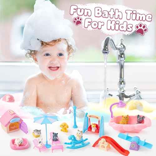Bath Bombs for Kids with Surprise Inside for Girls Boys, 12 Pack Kids Bath Bombs with Dog & Cat Toys Pretend Playset Handmade Bubble Bath Fizzies Birthday Christmas Gift Set