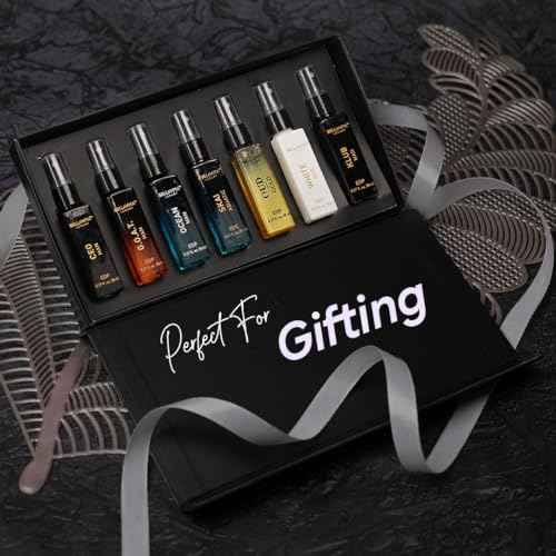 BellaVita Luxury Discovery Set Mens Perfumes (7x8ml) | Mini Perfume Gift Set for Men with Bergamot, OUD & Patchouli Oriented | Compact Long-Lasting Oud Colognes for Men | Cruelty Free Fragrance