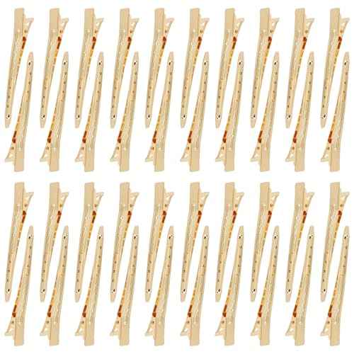 40 Pieces 9cm/3.5" Gold Metal Hair Salon Alligator Hair Styling Clips with Holes Duckbill Hair Sectioning Clips Hair Barrettes Accessories for Women Girls Teens