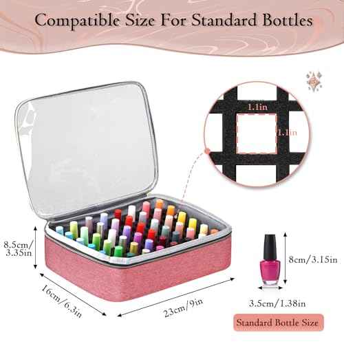 YOREPEK Nail Polish Organizer Case With Foam Inserts Protect Up 96 to 100+ Bottles (15ml/0.5 fl.oz) UV lamp, Travel Nail Tech Carrying Case with Adjustable Space for Gel Dip Powder Tips Set, Pink