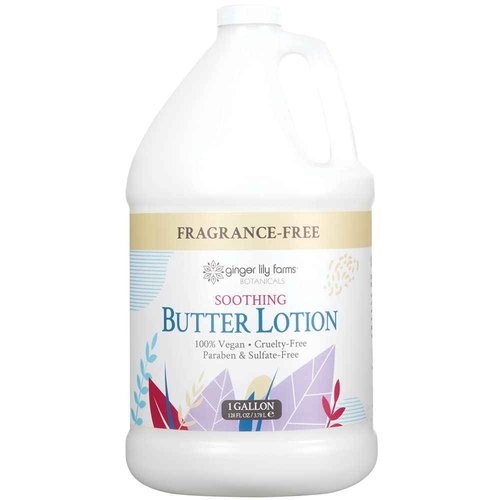 Ginger Lily Farms Botanicals Soothing Butter Lotion for Dry, Sensitive Skin, 100% Vegan & Cruelty-Free, Fragrance Free, 1 Gallon (128 fl oz) Refill (pack of 1)