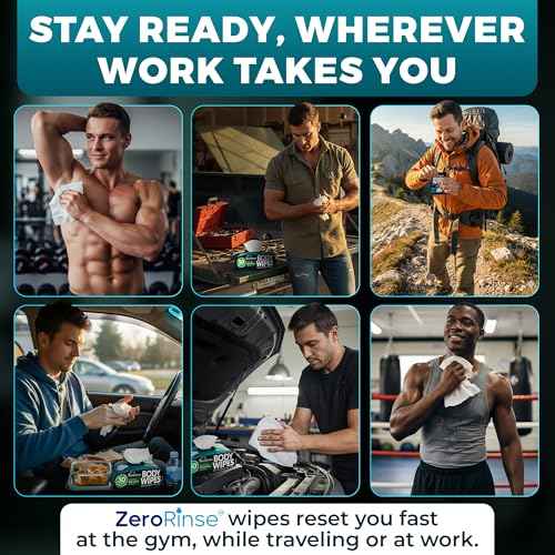 Body Wipes for Men (2 Pack) ? 100 XL No Rinse Shower Sheets + 8 Travel Bath Wipes, 10" x 11.5" Adult Disposable Washcloths for After Gym Use, Hunting, Camping and Travel