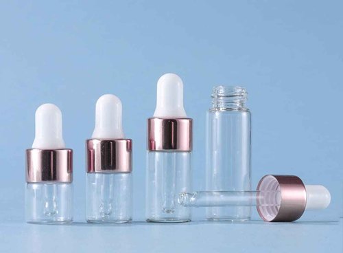 ZbFwmx 1ML Glass Bottles with Glass Eye Dropper Dispenser for Sample Vial Small Essential Oil Bottle with Glass Eye Dropper, Colognes & Perfumes (Rose Gold-Clear)