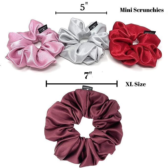 Jumbo Oversized XL Satin Scrunchies for Women Girls, Frizz Prevention, Sleep Hair Holder, Large Elastic Ties Band for Ponytail Bun, Hair Ties for Breakage Prevention (Neon Orange)