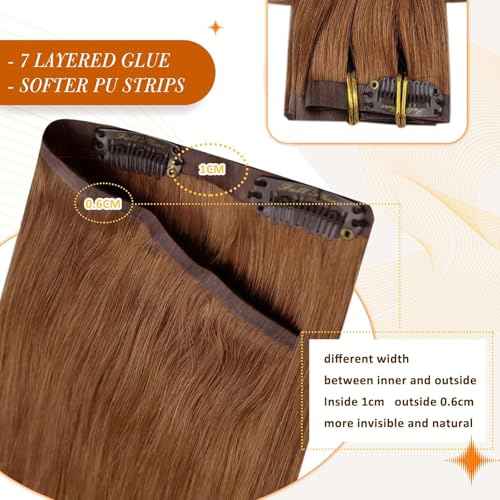 Full Shine Clip in Hair Extensions Copper Brown Human Hair 18 Inch Clip in Real Hair PU Weft Copper Red Human Hair Clip ins Extensions Auburn Brown Natural Ends 120 Grams 8 PCS