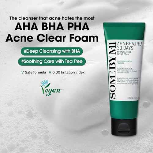 SOME BY MI AHA BHA PHA 30 Days Miracle Acne Clear Foam ? Pack of 2 ? Korean Acne Face Wash for Smooth & Clear Skin ? Salicylic Acid Cleanser for Exfoliation & Sebum Control ? Korean Skin Care