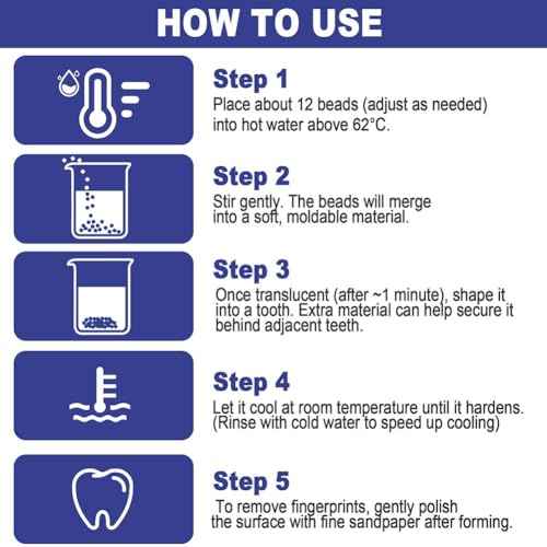 Temporary Tooth Provisional Kit - DIY Heat Beads for Missing or Broken Teeth, Dental Restoration & Replacement