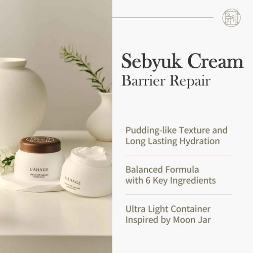 UAHAGE Sebyuk Cream Barrier Repair - Long-Lasting Hydration, Vegan Korean Skincare with Ceramide, Cholesterol, Shea Butter, Niacinamide, Panthenol, Squalane (50ml / 1.69 fl.oz)