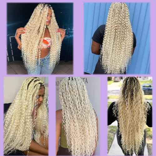 Eileen 613 Blonde human braiding hair 22 Inch 150g 3 Bundles Deep Wave Bulk Human Hair for Braiding Curly Human Hair for Boho Braids Water Wet and Wavy