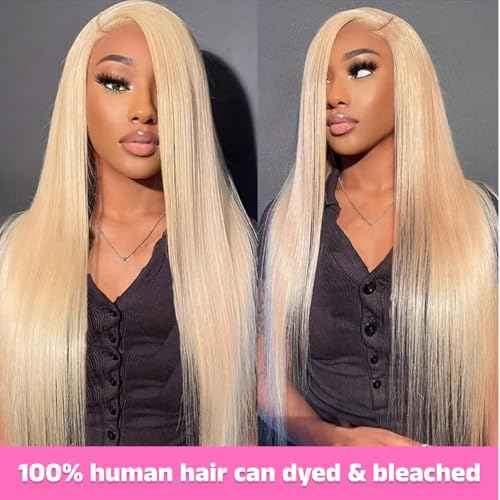 613 Straight Bundles Human Hair 16 18 20 Inch Blonde Bundle Human Hair 3 Bundles 14A Grade 100% Unprocessed Brazilian Virgin Raw Hair Weave Extensions for women 100g