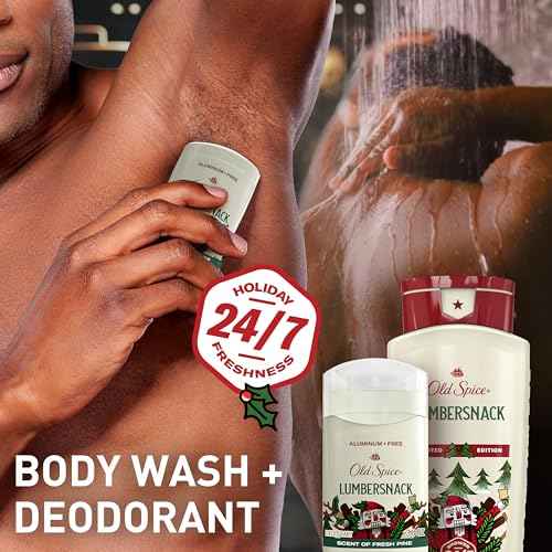 Old Spice Aluminum Free Deodorant for Men, Holidudes Limited Edition, 24/7 Holiday Freshness, Odor Protection, Stocking Stuffer, Lumbersnack with Fresh Pine Scent, 3.0 oz