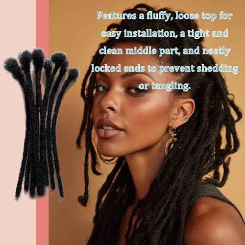 100% Human Hair Dreadlocks Handmade Locs Samll Size 0.4cm Width Pencil Size 60 per Bundles Natural Black #1B 6inch