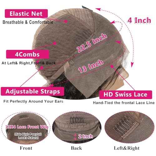 Highlight Ombre 13x4 HD Lace Front Human Hair Wig 26 inch 4/27 Deep Wave 180% Density Honey Blonde Curly Glueless Lace Frontal Wig For Women Pre Plucked with Baby Hair