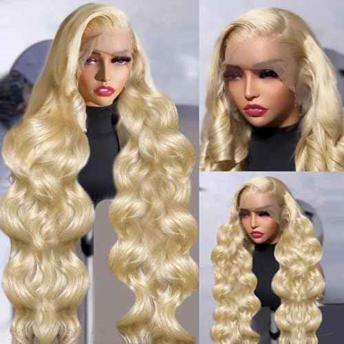 30 Inch 613 Lace Front Wig Human Hair 13X6 Body Wave Blonde Wigs Human Hair 200% Density Blonde Lace Front Wigs Pre Plucked 613 HD Lace Frontal Wigs Glueless Wig With Baby Hairs