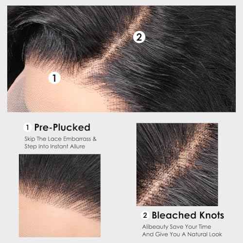 13x4 HD Transparent Lace Front Wigs Human Hair Pre Plucked Hairline with Baby Hair 200 Density Brazilian Water Wave Wigs for Black Women(20 Inch)
