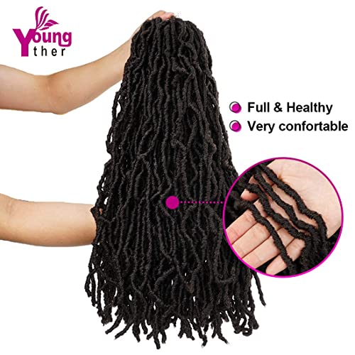 Youngther New Faux Locs Crochet Hair 18 inch Most Natural New Soft Locs Crochet Hair 6 Packs Premium Fiber Synthetic Hair Hair Extensions (18inch 6packs-#4) …