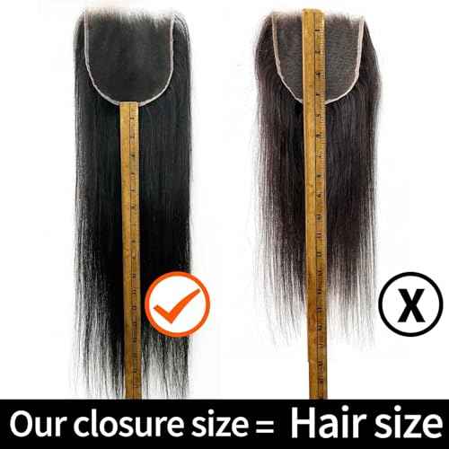4x4 Real HD Lace Closure Pre Plucked Baby Hair 4x4 Straight Lace Closure for Black Women Natural Black Color(12 Inch, Straight)