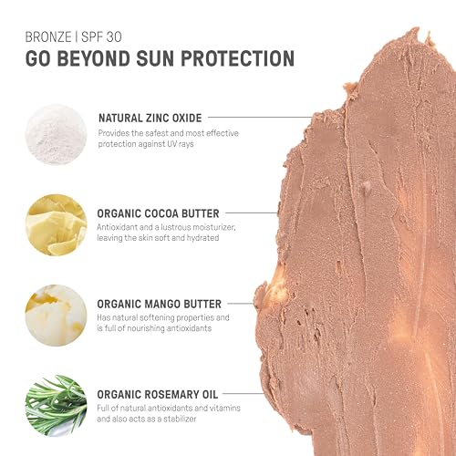 Raw Element Ultra-Moisturizing Tinted Face Cream, Non Toxic Mineral Face Sunscreen, Daily Tinted Moisturizer, Non-Nano Zinc Oxide, Reef Friendly, All Ages, SPF 30, 1.8 oz, Bronze, Pack of 1