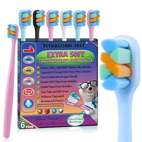 6-Pack Extra Soft Toothbrushes for Sensitive Teeth & Receding Gums - Dentist-Designed Tapered Bristles for Gentle Plaque Removal - Individually Wrapped Toothbrushes