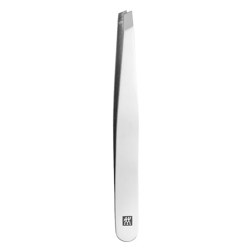 ZWILLING Slant Tweezer (plucking eyebrows, removing splinters, hand-finished, roughened tips), Polished, Silver, 3.5 inch
