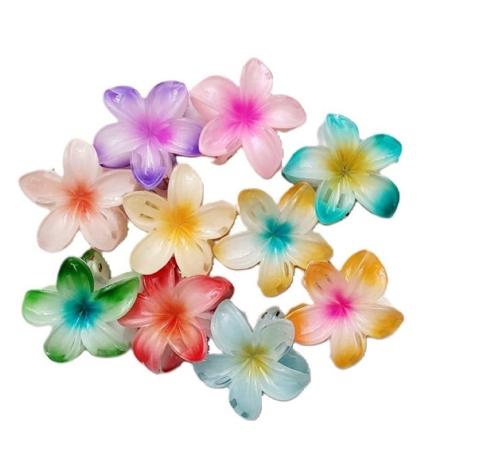 Generic Island Blossoms Delight: 10-Piece Hawaiian Flower Claw Set (Style4-10 pc Hawaiian Flower Claw)