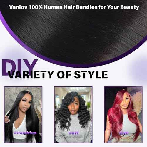Vanlov Body Wave Bundles Human Hair 16 18 20 Inch Raw Hair Bundles 100% Unprocessed Brazilian Virgin Hair Body Wave 3 Bundles Double Weft Natural Black