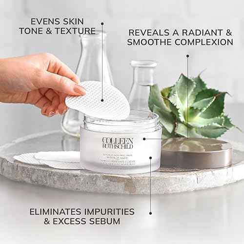 COLLEEN ROTHSCHILD Glycolic Acid Peel Pads with Blue Agave | Gentle Spa-Strength Treatment | Resurface, Brighten, Smooth & Exfoliate Skin | 60 Pads (4.2 fl oz)