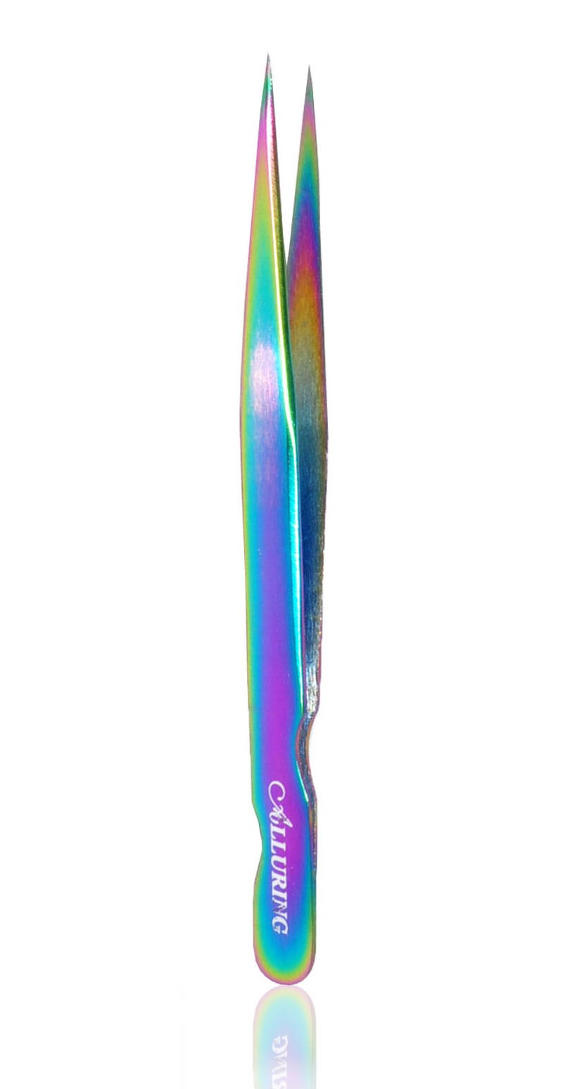 Alluring Rainbow Multi-Color Tweezers for Eyelash Extension (Straight & Strong Curved)