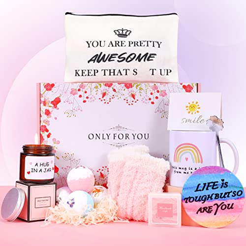 Relaxing Spa Gift Basket for Women,Unique Gifts for Her Best Friend Mom Sister Wife,Gratitude Gift Personalized Care Package for Women Gift Set, Encouragement Box for Female Friend