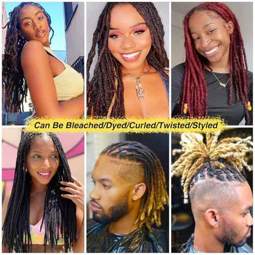 6 Inch Loc Extensions Human Hair 100 Strands 0.6 cm Dreads Extensions for Men Women Short Dreadlocks Extensions Real Human Hair Locs Extension 1B Natural Black Handmade Permanent Locs Easy to Install