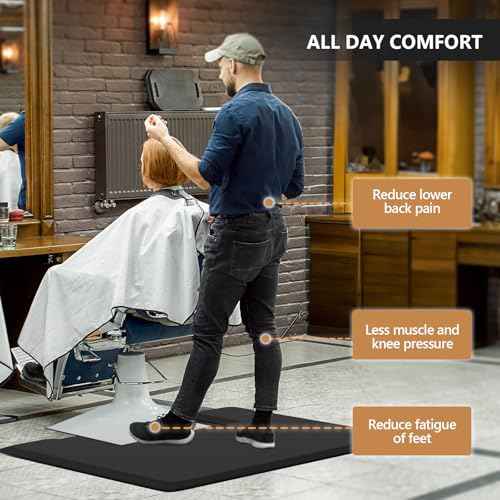 OmySalon 3' x 4' Barber Floor Mat Anti Fatigue for Stylist Standing, 3/4'' Thick Comfort Hair Matt Square Base for Salon Styling Chair, Hair Cutting Hairdressing Beauty Equipment