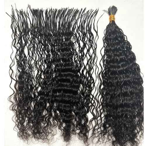 Pre-Divided Bulk Human Hair Wave Wave Braiding Hair for Boho Braids Double Drawn Curly Human Hair Bulk Extensions 16inch 200g for Black Women