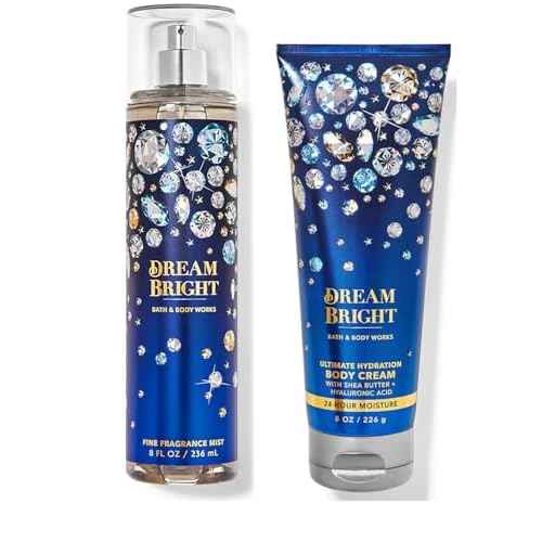 Bath and Body Works Ultimate Hydration Body Cream And Bpdy Spray Mist Fragrance Gift Sets (Dream Bright)