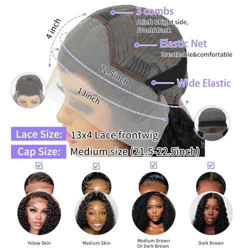 34 Inch Body Wave Lace Front Wigs Human Hair Pre Plucked 13x4 Frontal for Women 180 Percent Density Glueless Transparent HD with Baby 1B