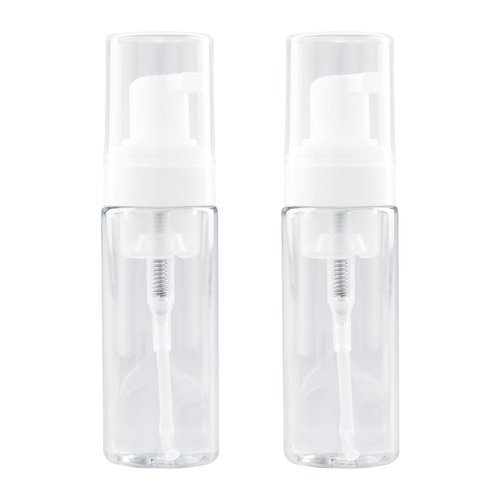 RAYNAG 2 Pack Foam Pump Bottles, Mini Travel Size Foaming Soap Dispenser Clear Plastic Pump Bottle, 50 ml/1.7 oz