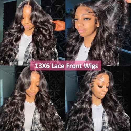 30 inch Human Hair Wig 13x6 Body Wave Lace Front Wigs Human Hair 200 Density HD Lace Frontal Glueless Wigs Pre Plucked with Baby Hair Brazilian Virgin Hair Natural Color