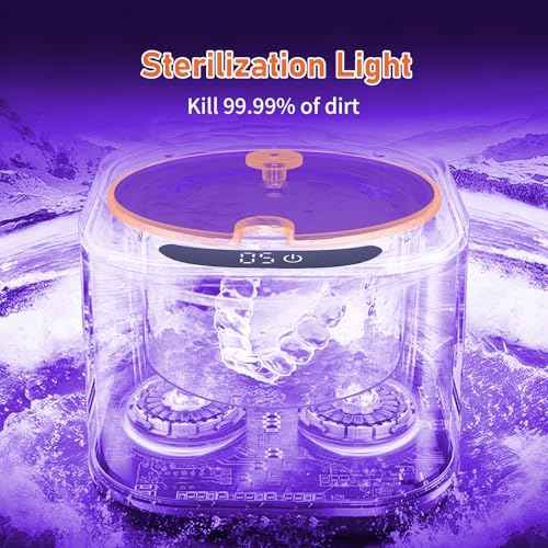 Ultrasonic Retainer Cleaner Machine, Dental Cleaning Pod, 45kHz Retainer Cleaning with 230ML Capacity for Dentures, Aligner, Mouth Guards, Braces, Jewelry, Nightguard & All Dental Appliances